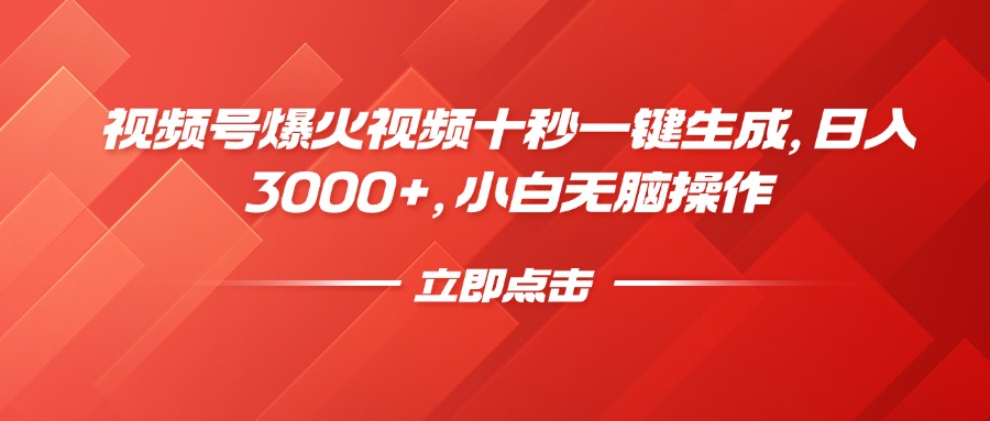 （14415期）视频号爆火视频十秒一键生成，日入3000+，小白无脑操作-搞钱专业户