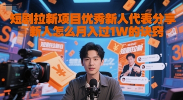 短剧拉新项目优秀新人代表分享新人怎么月入过1W的诀窍-搞钱专业户
