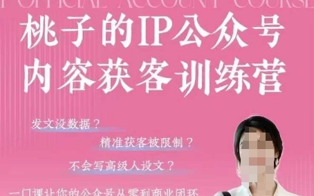 桃子IP公众号内容获客训练营(第3期)，一门让你公众号从0到商业闭环的课程-搞钱专业户
