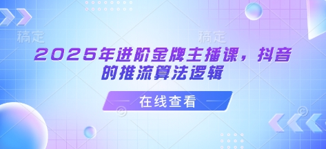 2025年进阶金牌主播课，抖音的推流算法逻辑-搞钱专业户