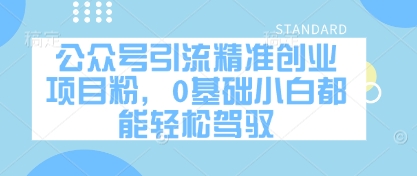 公众号引流精准创业项目粉，0基础小白都能轻松驾驭-搞钱专业户