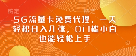 5G流量卡免费代理，一天轻松日入几张，0门槛小白也能轻松上手-搞钱专业户