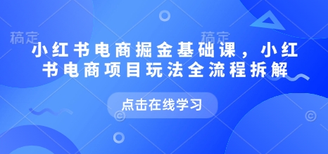 小红书电商掘金课，小红书电商项目玩法全流程拆解-搞钱专业户