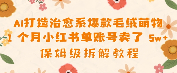AI打造治愈系爆款毛绒萌物1个月卖了几w，保姆级项目拆解-搞钱专业户