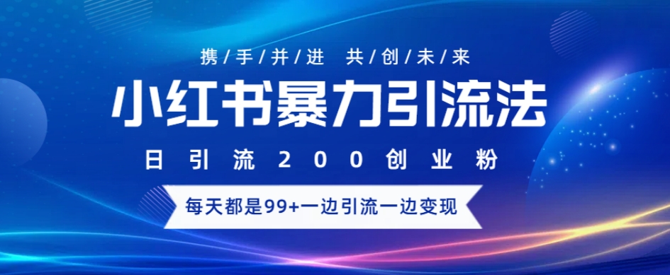 小红书暴力引流法，日引200精准创业粉，每天都是99+，边引流一边变现-搞钱专业户