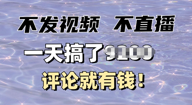 不发作品不直播，评论就有钱，一条最高10块，一天搞多张-搞钱专业户
