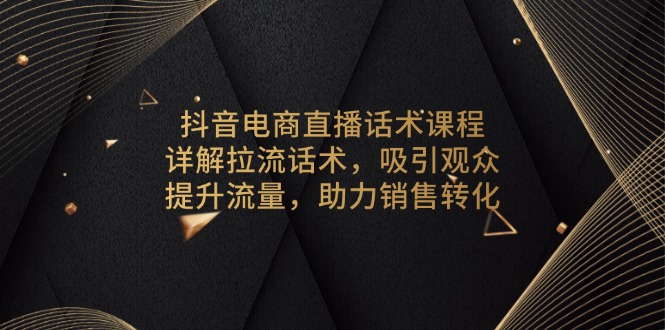 （13846期）抖音电商直播话术课程，详解拉流话术，吸引观众，提升流量，助力销售转化-搞钱专业户
