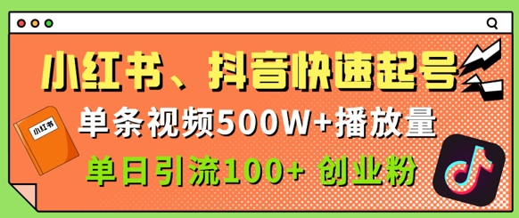 小红书、抖音、快手快速起号，单条视频500w播放量，单日引流100+创业粉-搞钱专业户