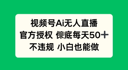 视频号AI无人直播，官方授权  每天50+，不违规 小白也能做-搞钱专业户