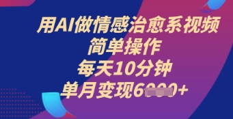用AI做情感治愈系视频，简单操作，每天10分钟，单月变现6k+-搞钱专业户