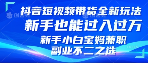 抖音短视频带货全新升级玩法，小白也能月入过W，适合新手宝妈兼职副业的不二之选!-搞钱专业户