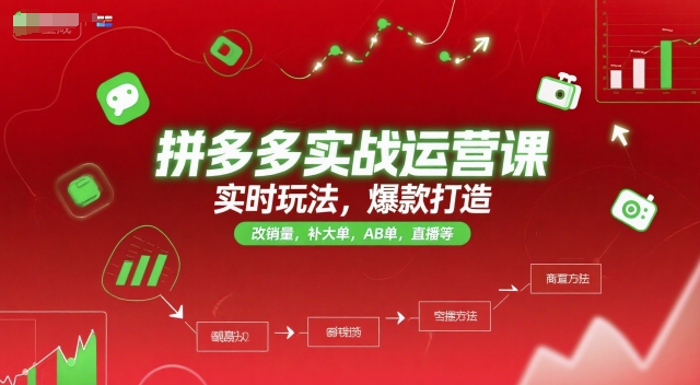 拼多多实战运营课，实时玩法，爆款打造，改销量，补大单，AB单，直播等（更新2025月）-搞钱专业户