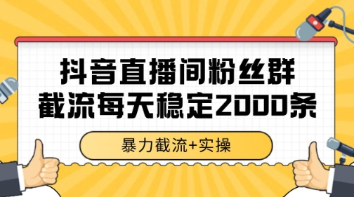 抖音直播间粉丝群暴力截流，一台电脑每天稳定2000条数据【揭秘】-搞钱专业户