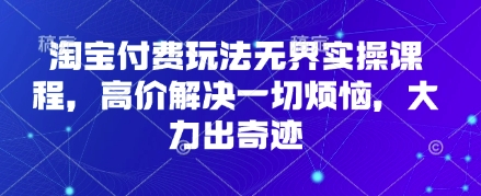 淘宝付费玩法无界实操课程，高价解决一切烦恼，大力出奇迹-搞钱专业户