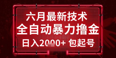 六月最新技术全自动暴力撸金，稳定日入2k+包起号，长期稳定【揭秘】-搞钱专业户