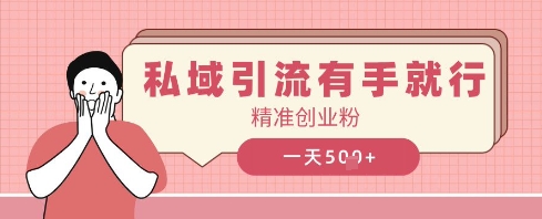 私域引流有手就行，日引500+精准创业粉-搞钱专业户