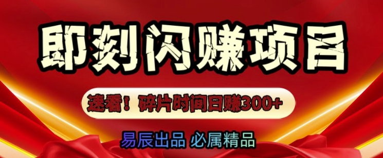 速看!零门槛即刻闪赚副业项目，轻松用碎片时间日入3张-搞钱专业户