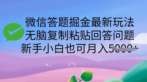微信答题掘金最新玩法，无脑复制粘贴回答问题，新手小白也可月入5k-搞钱专业户