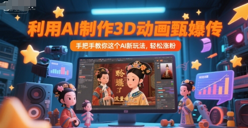 利用AI制作3D动画甄嬛传，流量爆了，手把手教你这个AI新玩法，轻松涨粉-搞钱专业户
