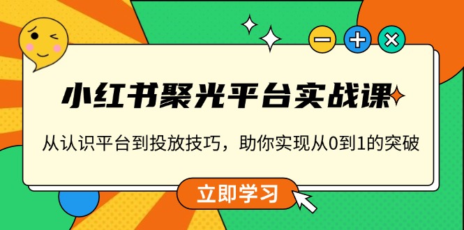 （13775期）小红书 聚光平台实战课，从认识平台到投放技巧，助你实现从0到1的突破-搞钱专业户