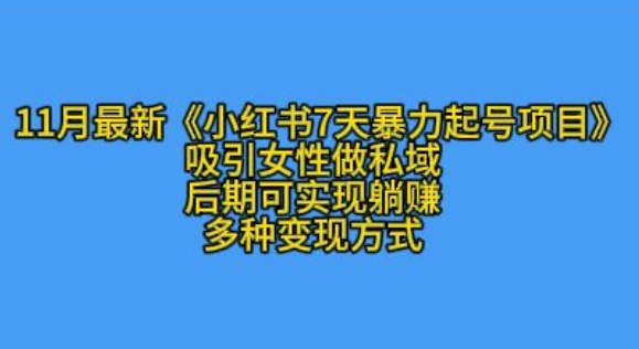 K总部落11月最新小红书7天暴力起号项目，吸引女性做私域【揭秘】-搞钱专业户