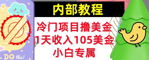 冷门项目撸美金，小白专属，1天收入105美刀，0门槛，内部教程-搞钱专业户
