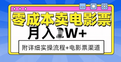 零成本卖电影票，月入过W+，实操流程+渠道-搞钱专业户