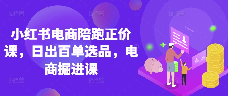 小红书电商陪跑正价课，小红书官方认证电商讲师教学，日出百单选品，电商掘进课-资源分享吧