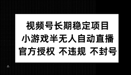视频号长期稳定项目，小游戏半无人自动直播，官方授权 不违规 不封号-搞钱专业户