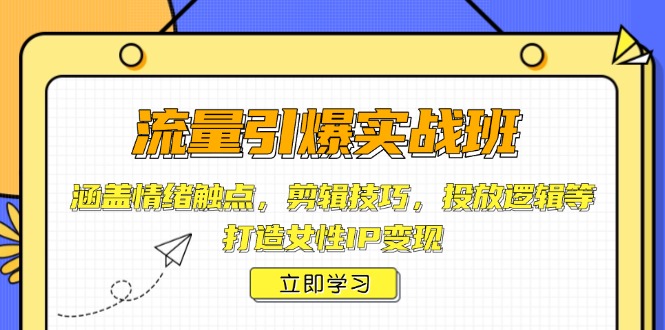（14008期）流量引爆实战班，涵盖情绪触点，剪辑技巧，投放逻辑等，打造女性IP变现-搞钱专业户