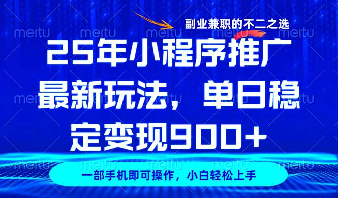 （14550期）25年小程序推广最新玩法，稳定日入900+，副业兼职的不二之选-搞钱专业户
