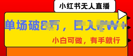 小红书无人直播，纯小白可做，有手就行，单场直播销售额破8w-资源分享吧