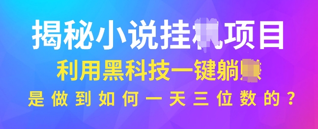 揭秘小说项目，利用黑科技一键躺Z模式，是如何做到一天三位数的-搞钱专业户