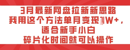 3月最新网盘拉新新思路，我用这个方法单月变现过W+，适合新手小白，碎片化时间就可以操作-搞钱专业户