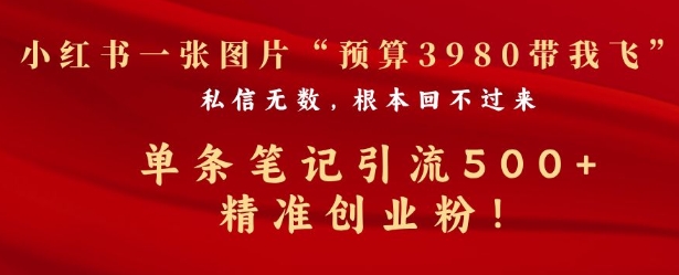 小红书一张图暴力引流500+精准创业粉-搞钱专业户