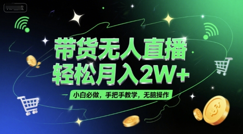 带货无人直播，轻松月入2W+，小白必做，手把手教学，无脑操作(附学习资料)-搞钱专业户