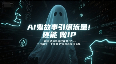 AI鬼故事引爆流量，还能做IP，视频号多渠道收益单日1k+，小白副业、工作室放大的最佳选择-搞钱专业户