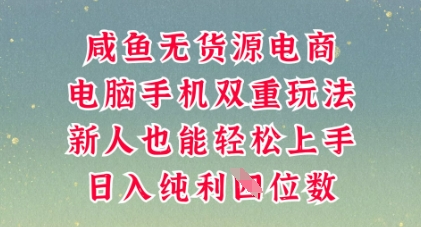 咸鱼无货源电商，多种运营方式，带你从零到一拿结果，可做代运营，也可软件一键发布【揭秘】-搞钱专业户