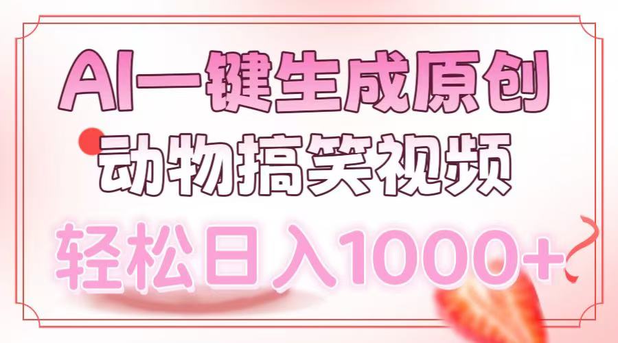 （13884期）AI一键生成原创动物搞笑视频，轻松日入1000+-搞钱专业户
