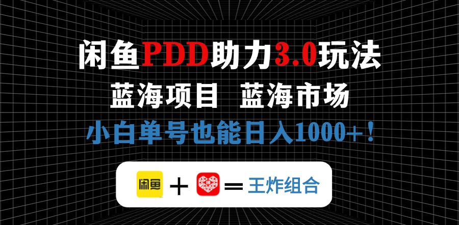 （14516期）闲鱼卖拼多多助力项目，蓝海市场新手也能单号日入1000+-搞钱专业户