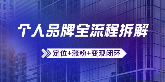 （14799期）个人品牌全流程拆解：定位+涨粉+变现闭环，微信生态运营与资源整合-搞钱专业户