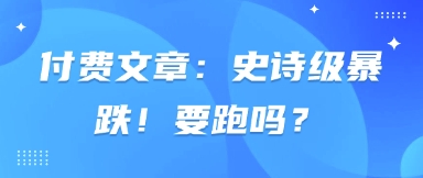 付费文章：史诗级暴跌！要跑吗？-搞钱专业户