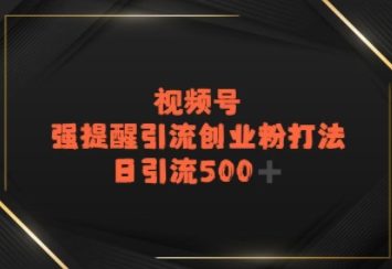 视频号强提醒引流，日引流500+精准创业粉？-搞钱专业户