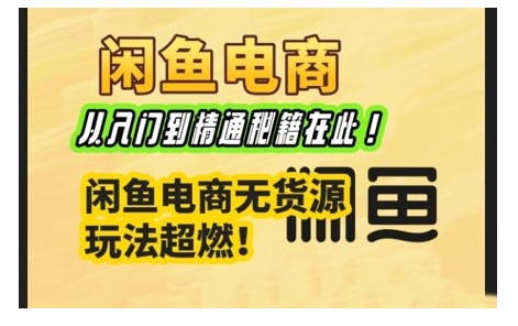 闲鱼电商实战课，从入门到精通秘籍在此，闲鱼电商无货源玩法超燃!-搞钱专业户