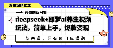 deepseek+即梦ai养生视频玩法，简单上手，爆款变现-搞钱专业户