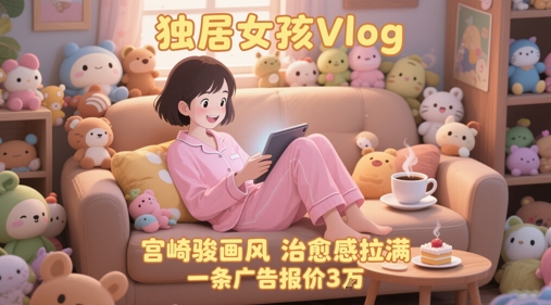单个账号涨粉71W！用AI制作独居女孩Vlog，宫崎骏画风，治愈感拉满，一条广告报价3W-搞钱专业户