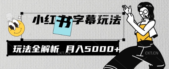 小红书字幕玩法，玩法全解析，月入2000+-搞钱专业户