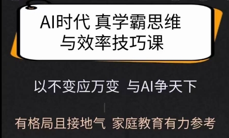 Ai时代真学霸思维与学习方法课，有格局且接地气，家庭教育有力参考-搞钱专业户