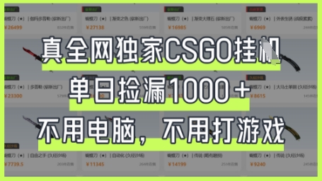 真全网独家CSGO挂G，单日捡漏1k+【揭秘】-搞钱专业户