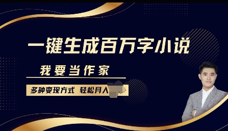 我要当作家，一键生成百万字小说，多种变现方式，轻松月入过W+-搞钱专业户